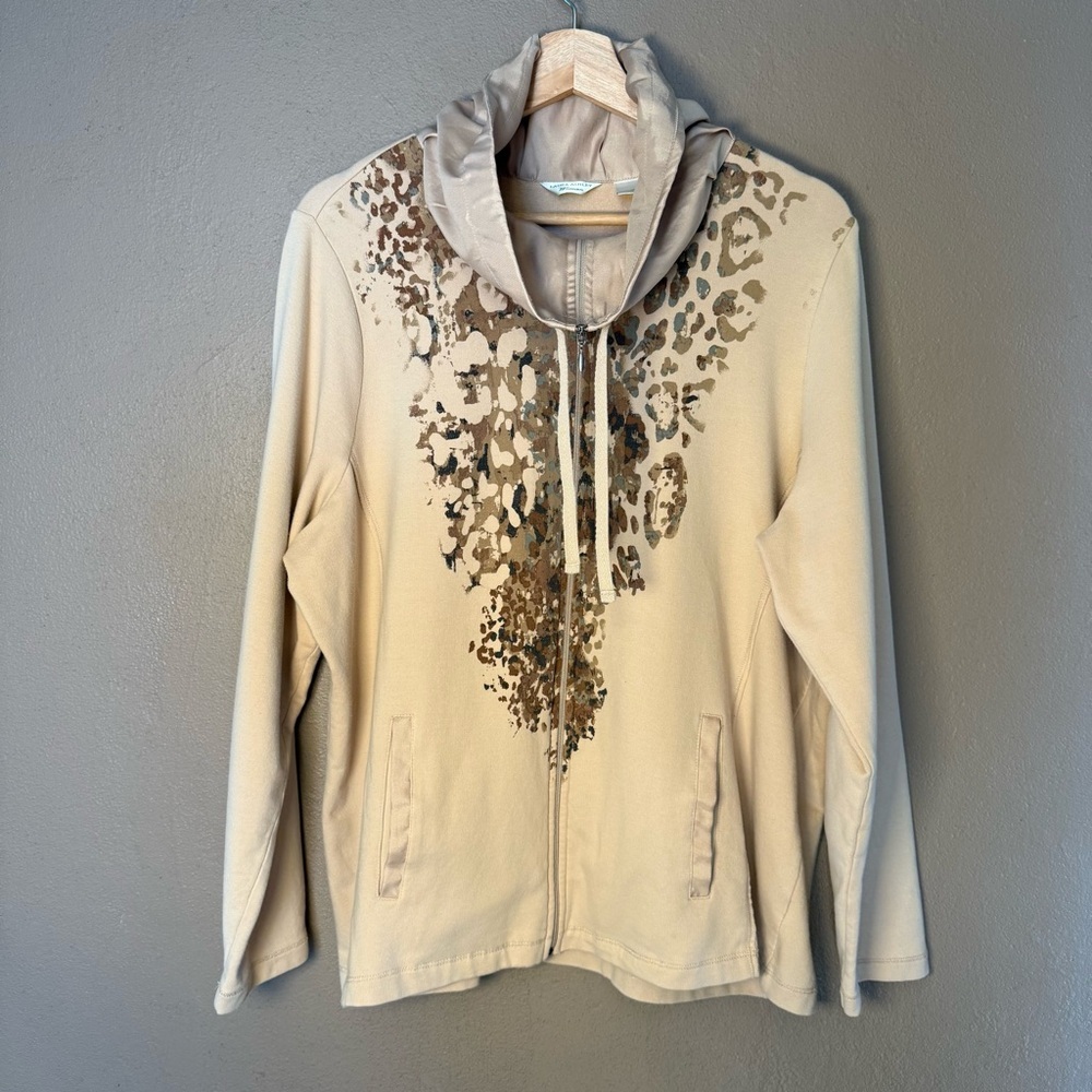 Laura Ashley Women's Animal Print Patterned Zip Up Sweatshirt Size 1X - Picture 7 of 15
